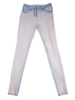 MAISON MARGIELA Trompe L'oeil White Blue Denim Jean Print Leggings